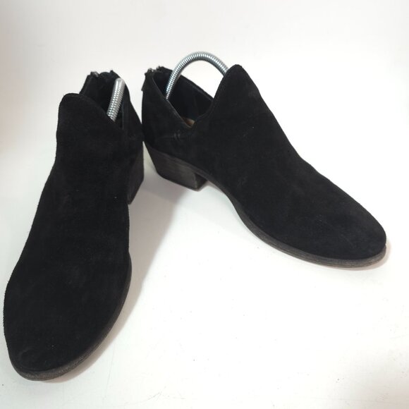 Frye Kenzie Black Suede Low Heel Ankle Booties Women’s Size 9M Stylish Classic - Picture 1 of 12